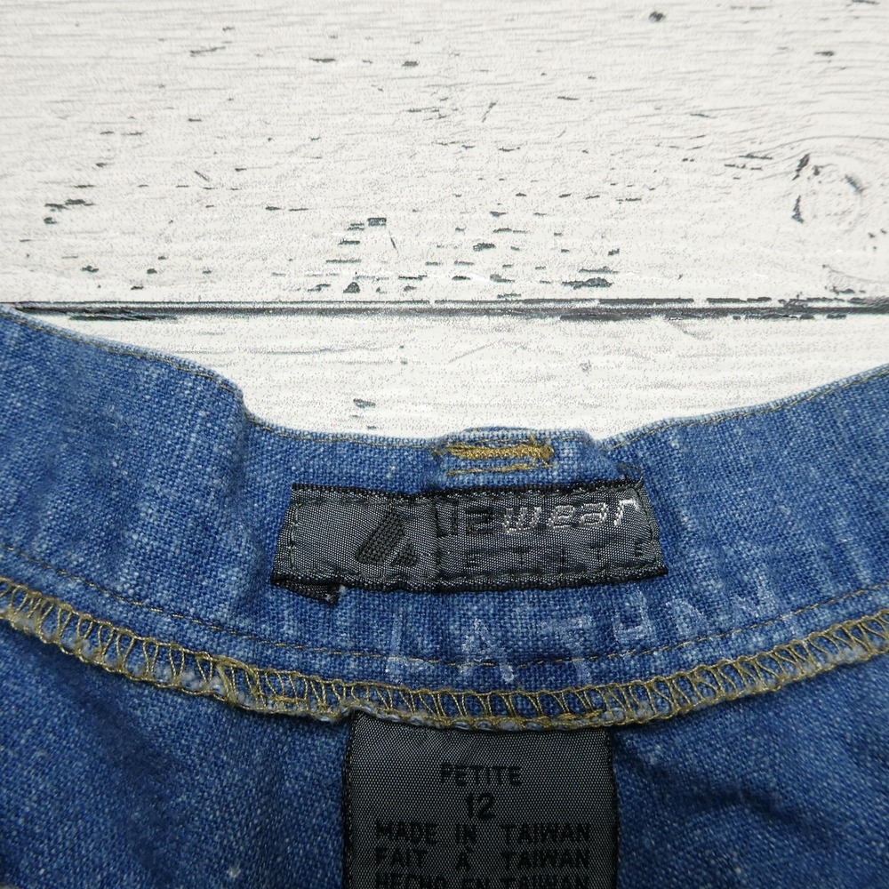 Eddie Bauer Jeans Womens Petite 12 Blue Denim Linen Cotton Blend Zip Fly Casual - Picture 2 of 10